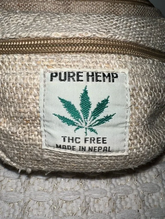 Pure Hemp Natural Fiber Nepal Fanny Pack Hippie Bohemian THC Free - Picture 3 of 4